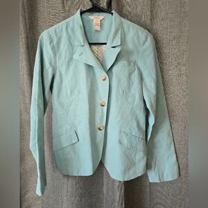 Sundance Linen Blend Light Blue Audrey Asymmetrical Blue Blazer Size 2